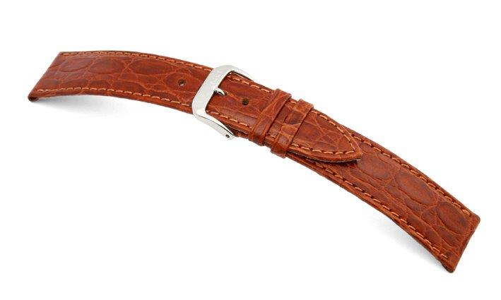 Leather strap Bahia 10mm cognac with crocodile leather imprinting