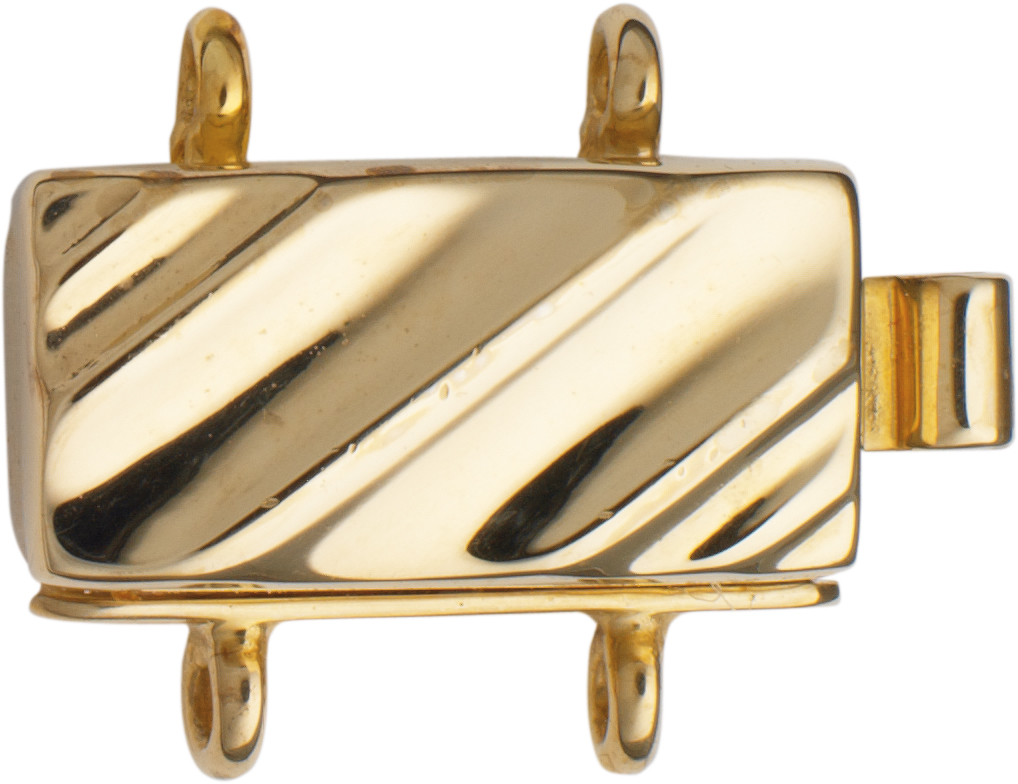 Schmuckschließe 2-reihig Gold 585/-Gg, rechteckig, L 12,20 x B 6,10mm
