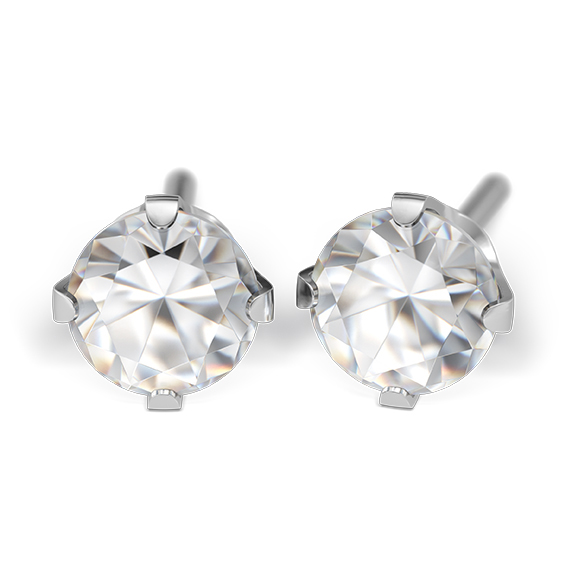 Prikbel Systeem 75 goud 585/- GG gerhodineerd, Cubic Zirkonia 5mm, Studex