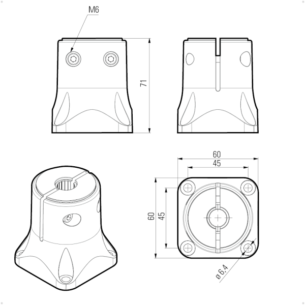 _ Screw-on base for LENSLED II and UNILED II