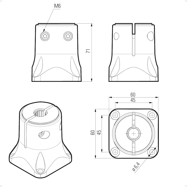 Anschraubsockel für LENSLED II und UNILED II