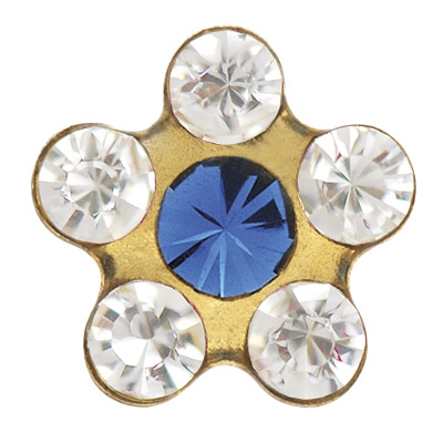 _ Erstohrstecker System 75 Daisy Saphir Kristall Gold 585/- GG Studex