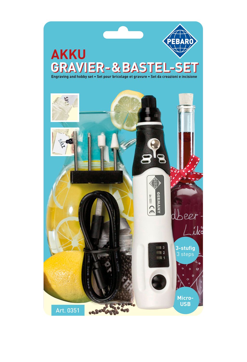 Cordless engraver and craft set