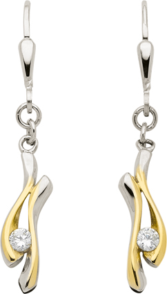 Ohrhänger 333/WG/GG vergoldet, Zirkonia