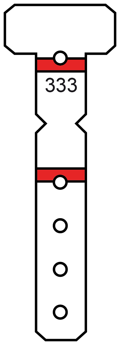 _ Ring labels cardboard T-shaped long 54 x 18 mm red