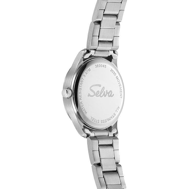 _ SELVA Quarz-Armbanduhr mit Edelstahlband Zifferblatt schwarz Ø 27mm