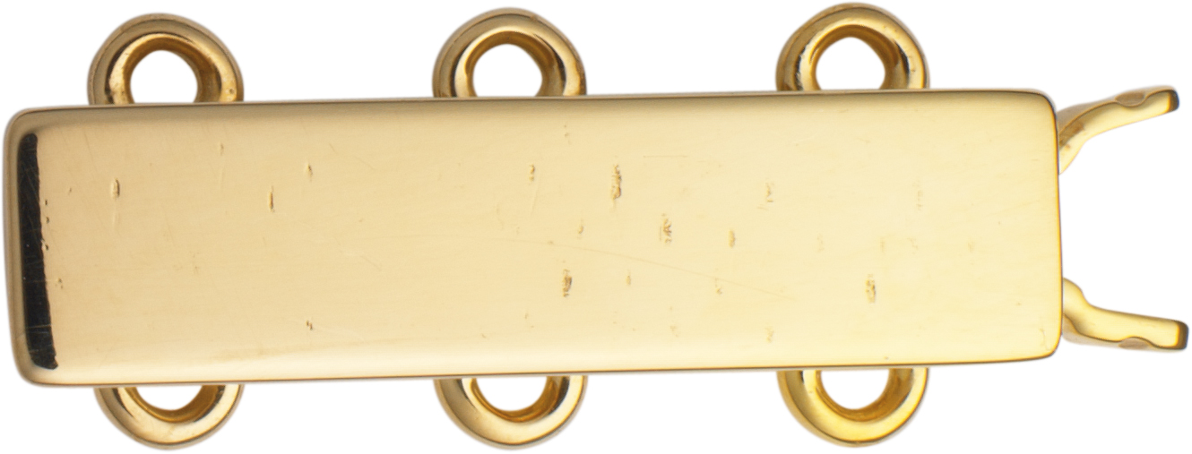 Schmuckschließe 3-reihig Gold 585/-Gg, rechteckig, L 18,0 x B 3,7 mm
