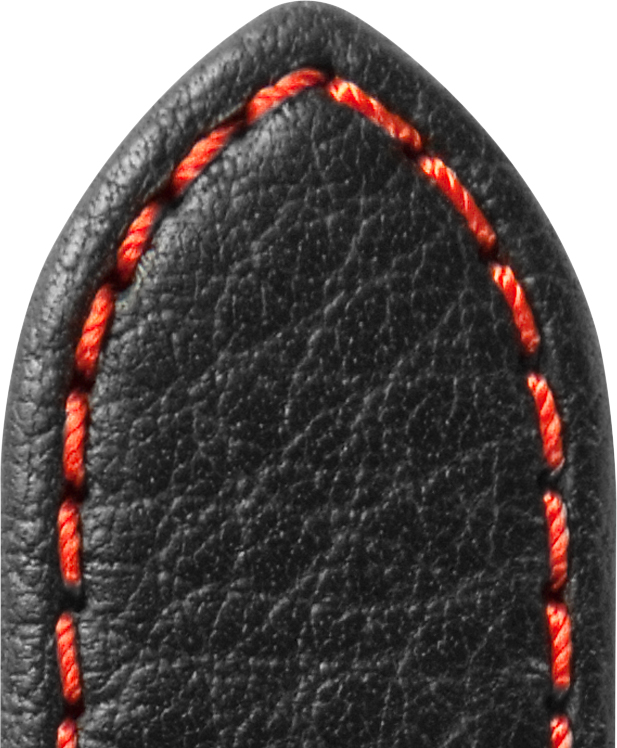 Lederband Ralley Waterproof 18mm schwarz mit roter Naht Loch-Design