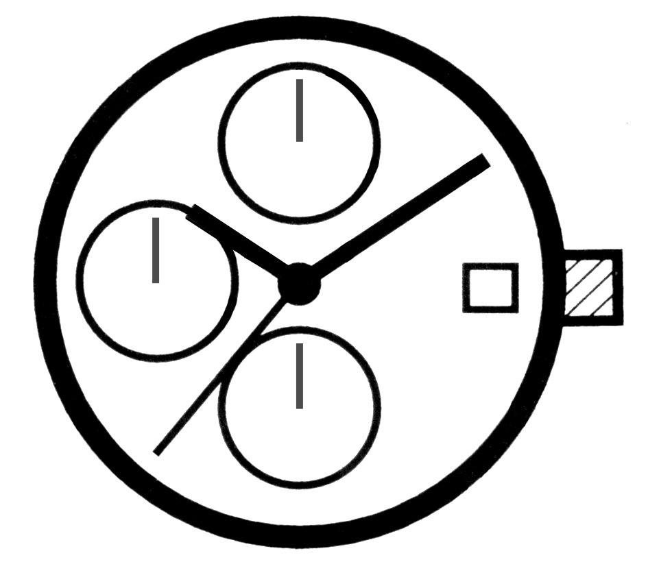 horloge uurwerk kwarts Miyota 0S60 KLS, D3, CHR