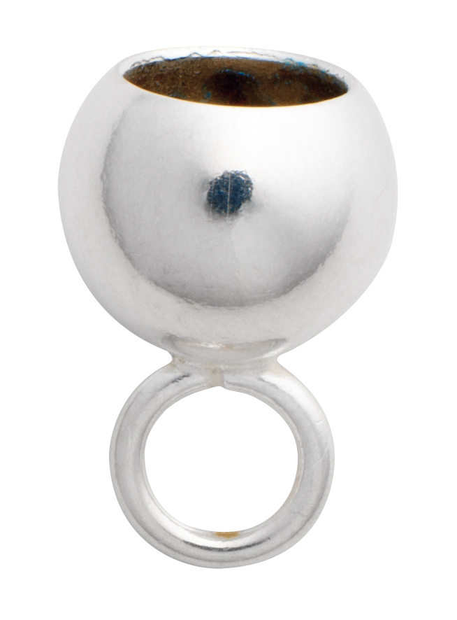 Końcówka  srebro 925/- zewnątrz Ø 7,00mm z dużym zamkniętym kółkiem