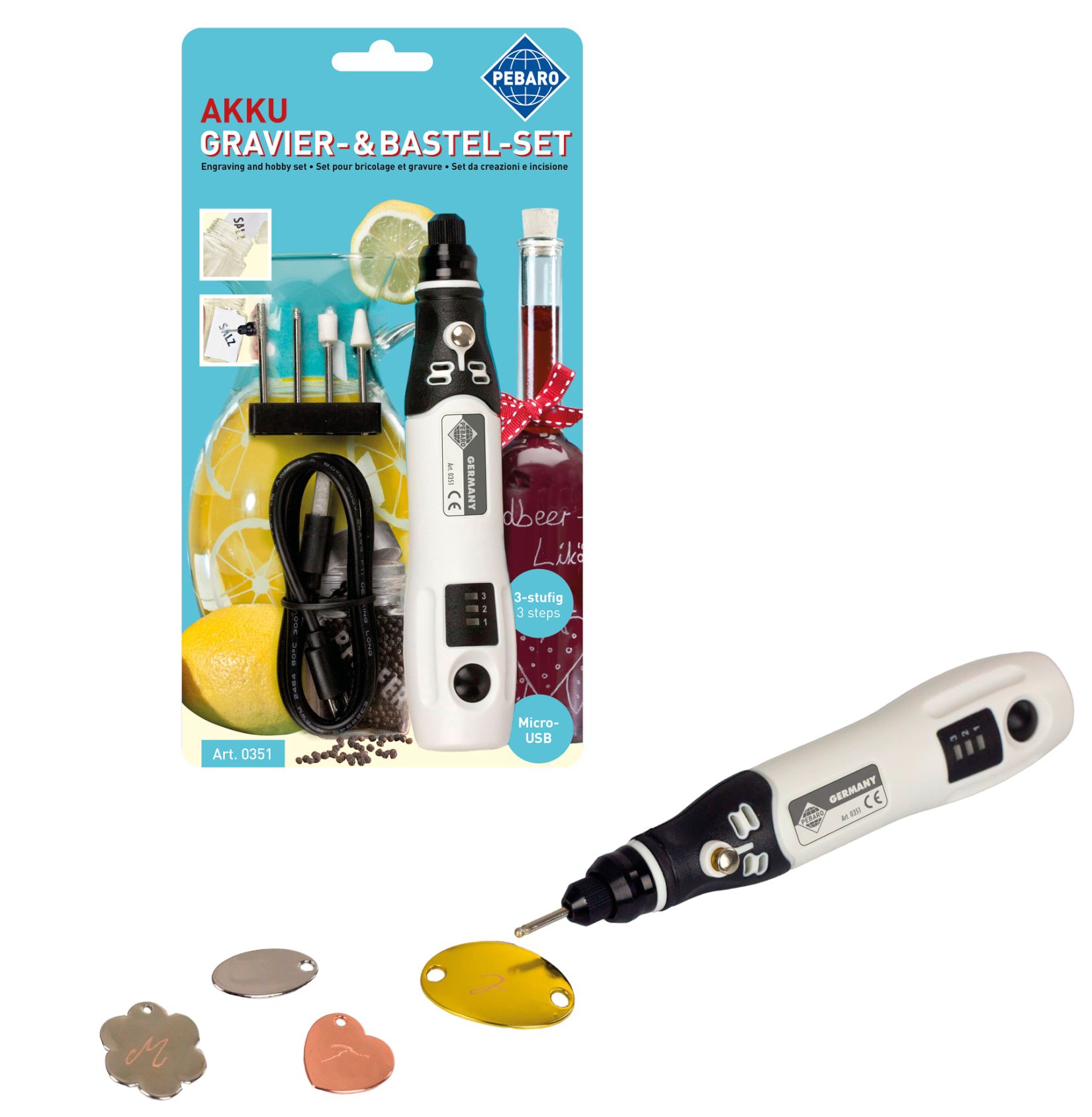 Cordless engraver and craft set