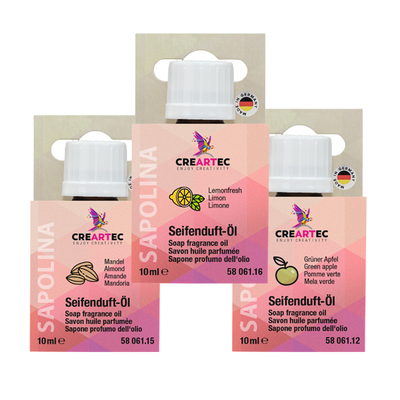 Seifenduft-Öl - 3er-Set - Grüner Apfel, Mandel, Lemonfresh