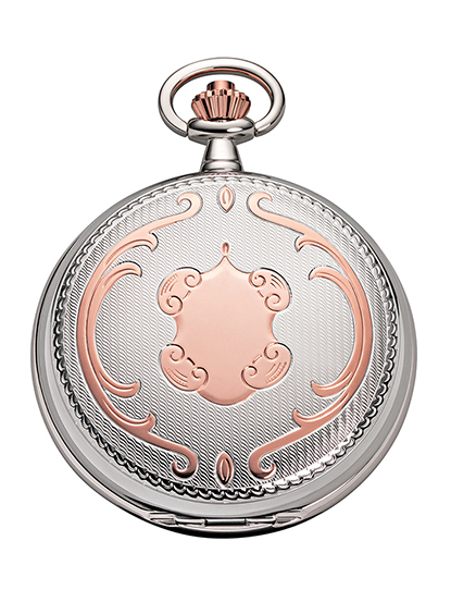 JEAN JACOT Taschenuhr, skelettiert, Bicolor/ rosé