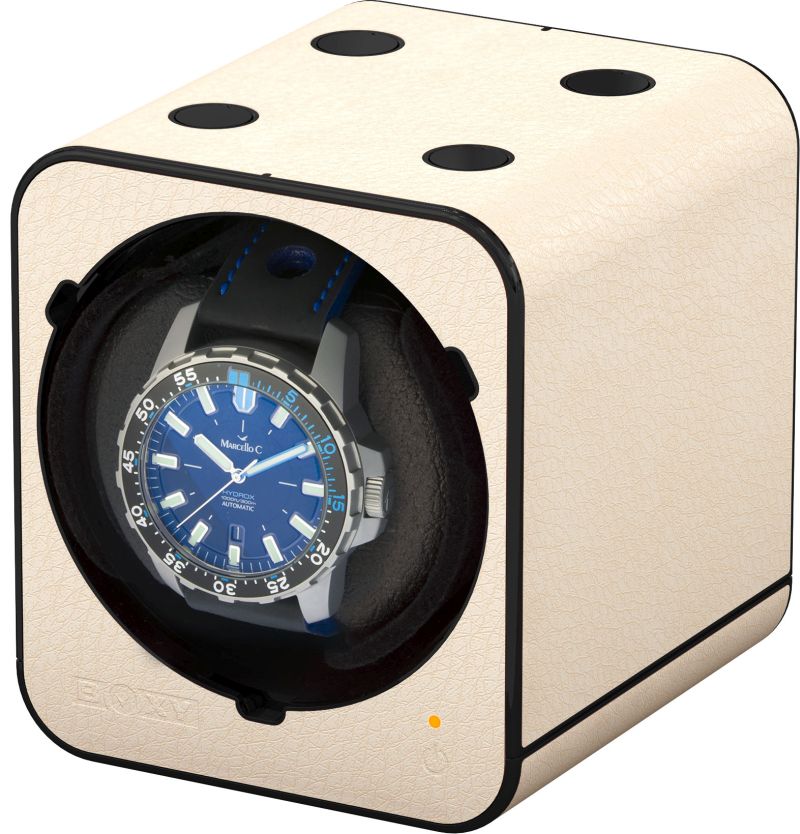 Watch winder Fancy Brick, leather look, cream