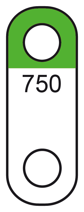 Kettenetiketten Karton mit 2 Löchern 28 x 10 mm grün