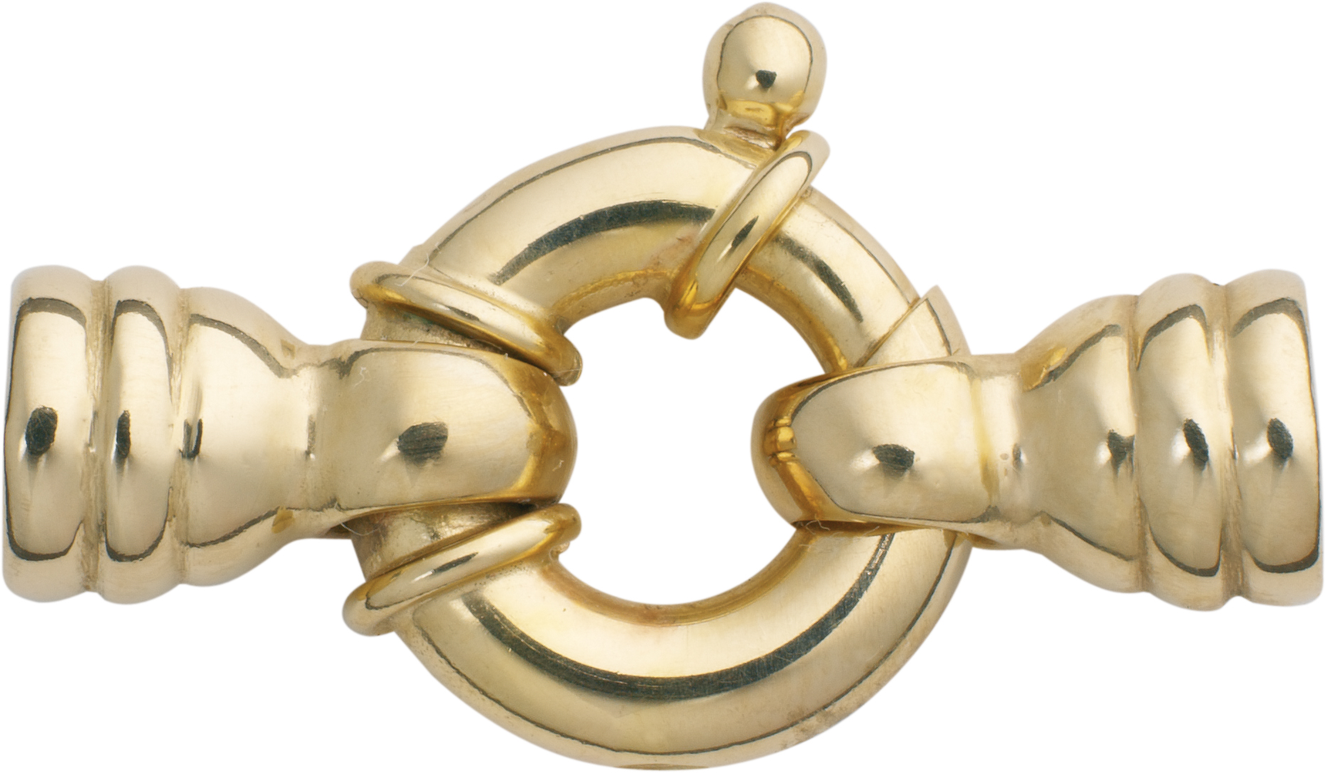 Spring ring gold 333/-Gg Ø 13,00mm with three collar and round cross end caps