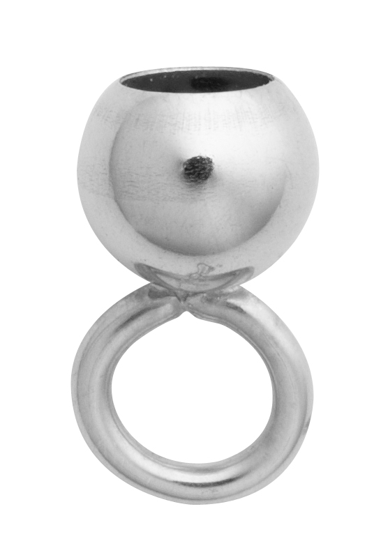 Końcówka  srebro 925/- rodowane zewnątrz Ø 5,00mm z dużym zamkniętym kółkiem