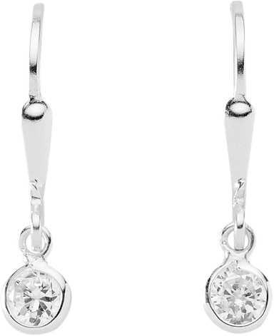 Dropped earrings with omega back 925/rh zirconia, 4.6 mm