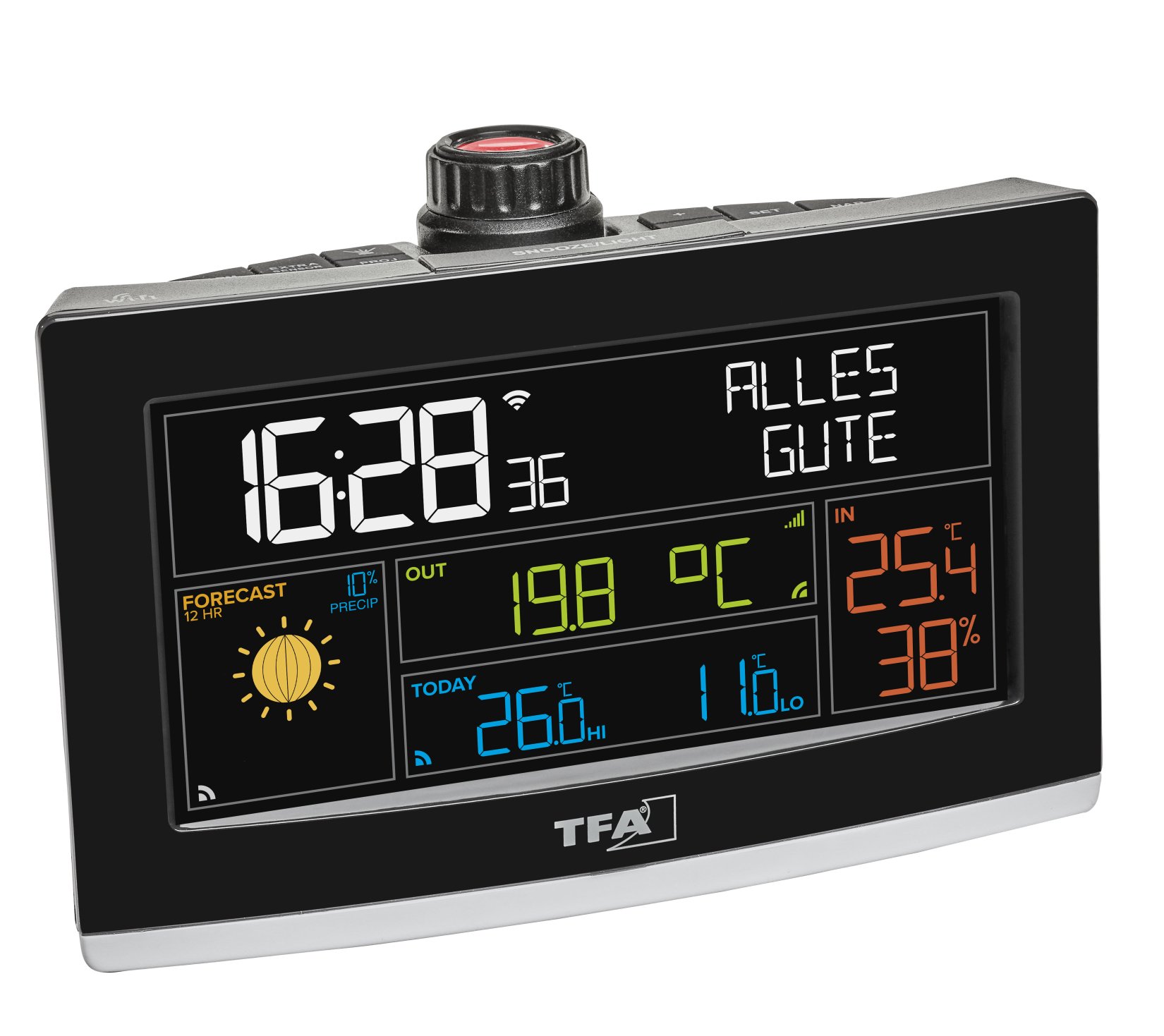 Projection alarm clock with WLAN connection and professional weather forecast