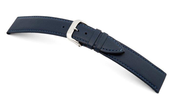 Leather strap Arezzo 16mm ocean blue, smooth