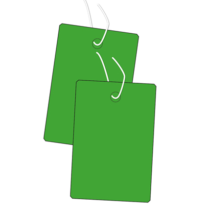 prijskaartje met koord kunststof groen 39 x 25 mm koord wit