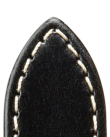 Pasek skórzany Ikarus 26mm czarny z lakierowanymi brzegami i nitami, szew kontrastowy