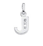 letter hanger zilver 925/-   J, zirkonia