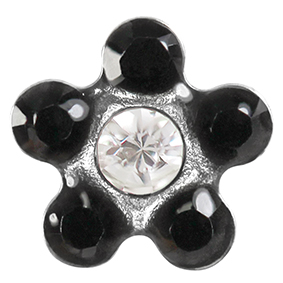 Erstohrstecker System 75 Daisy schwarz/ Crystal