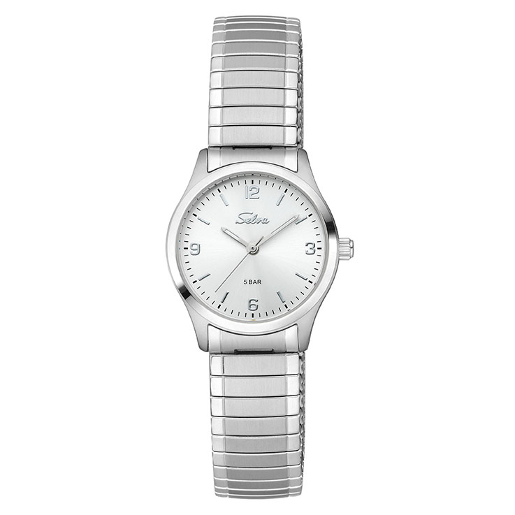 SELVA quartz wristwatch with strap, silver dial Ø 27mm