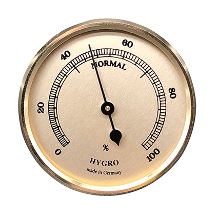 Hygrometer inbouw weerinstrument Ø 65 mm, goudkleurig