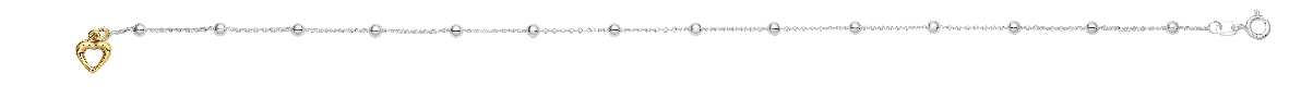 Anklet silver 925/-, anchor round 25 cm with heart pendant gold-plated