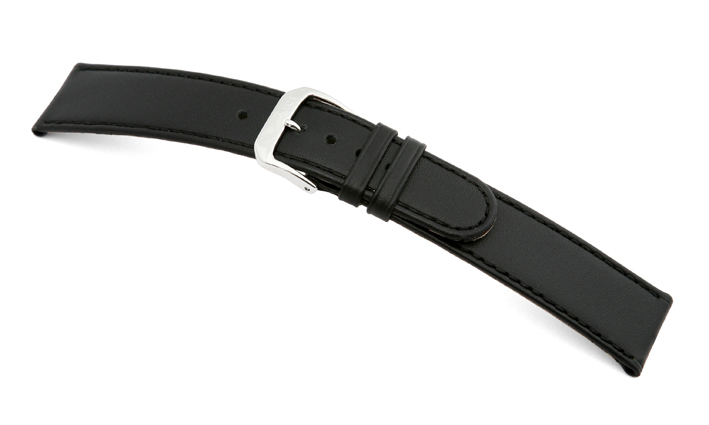 Leather strap Louisville 18mm black sleek