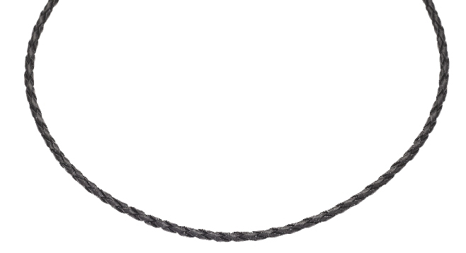 Collier synthetic leather braided, black 45 cm
