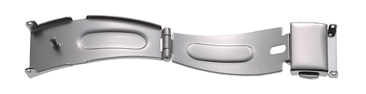 Folding clasp, stainless steel, 11mm, burnished steel, with 2 pushers