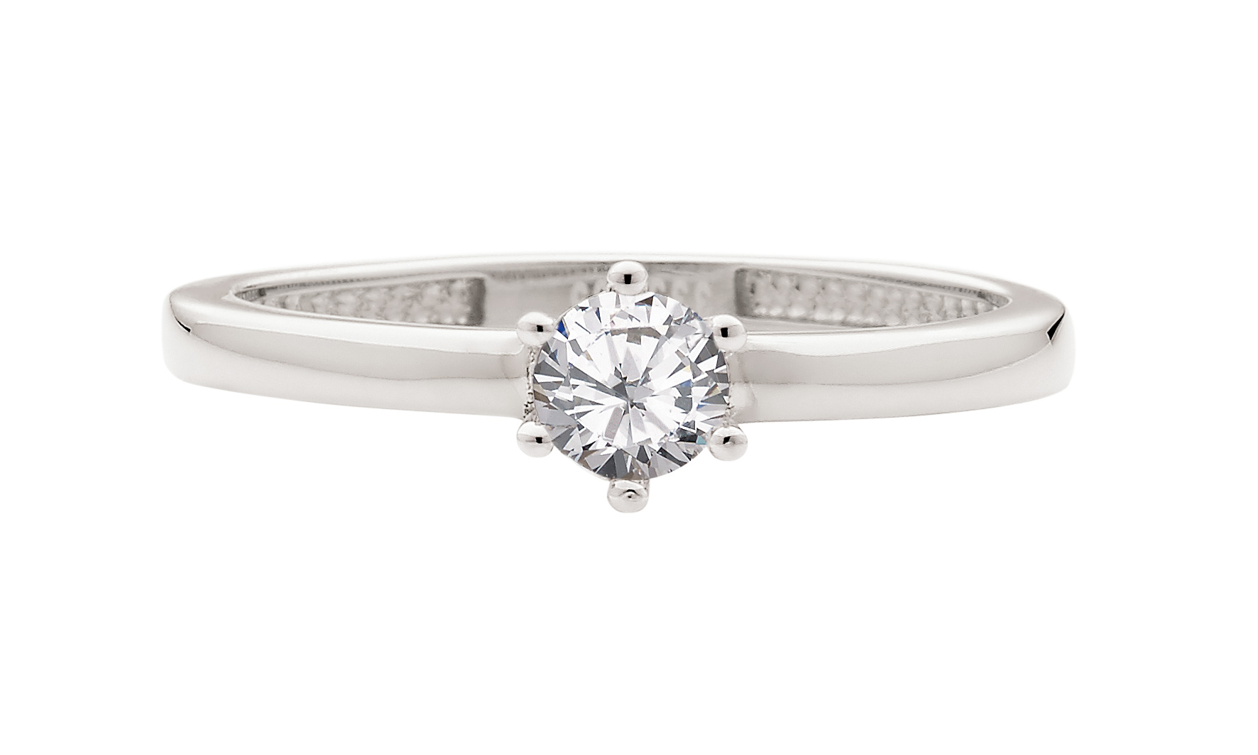 Solitär Ring 925/rh W 50 Krappe Zirkonia