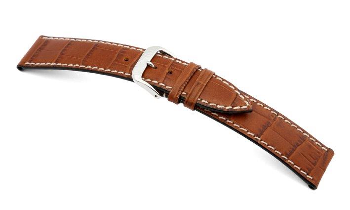 Leather strap Saboga 19mm cognac with alligator embossment