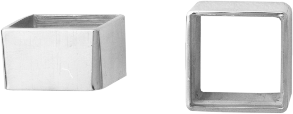 Bezel setting square silver 925/- 4.00x4.00mm, height 3.50mm