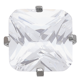 Erstohrstecker System 75 Gold 750/- WG Tiffany Cubic Zirkonia quadratisch 7x7 mm Studex