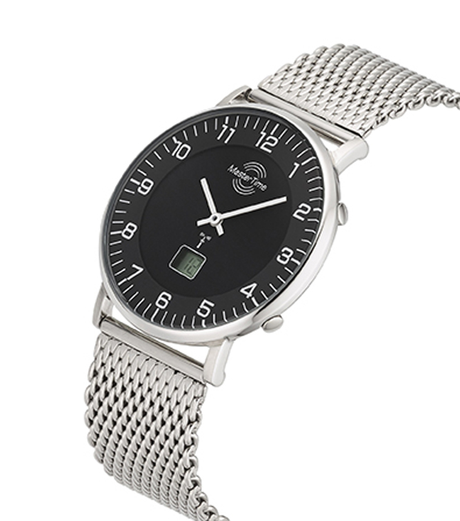 MasterTime radio controlled men's watch Advanced, silver / white - MTGS-10557-22M