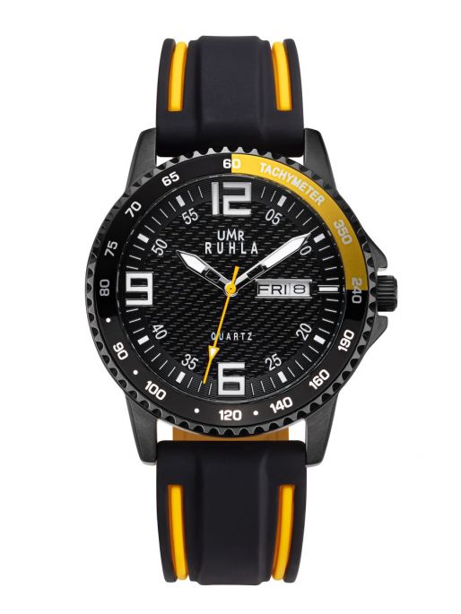 Uhren Manufaktur Ruhla - Armbanduhr Sport - schwarz/gelb