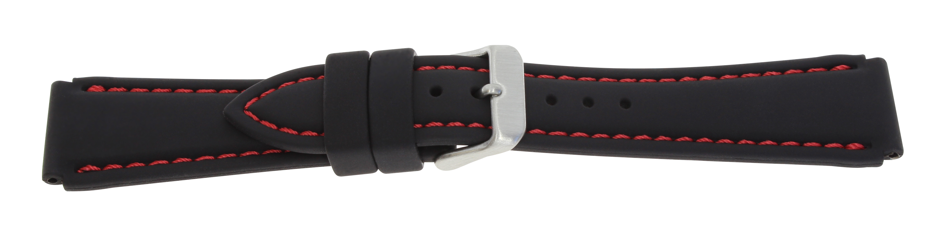 Silikonband 20 mm schwarz mit roter Naht