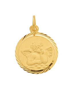 Medal gold 333/GG Cupid, round, back, engraved: