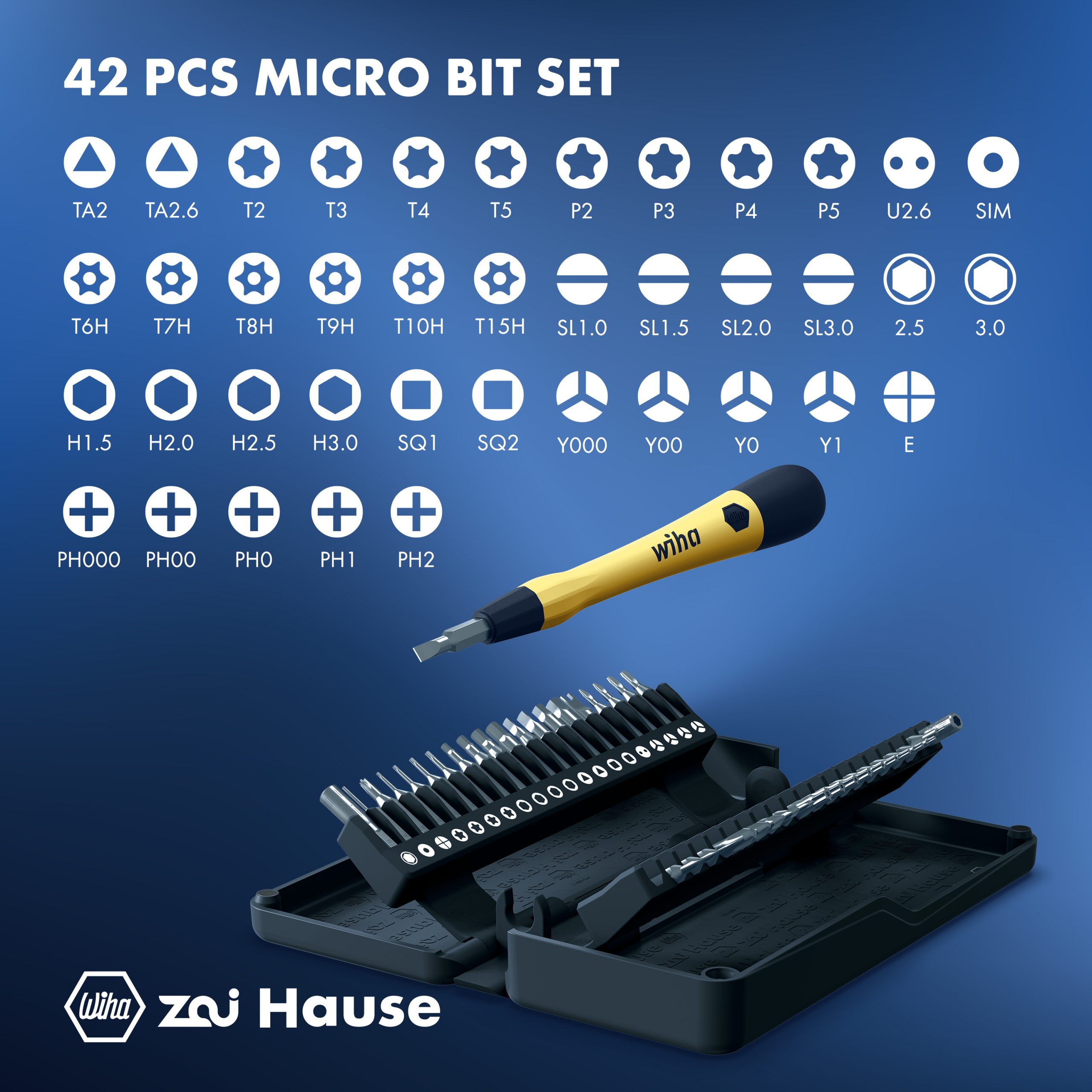 WIHA micro bit set - for filigree work, with ESD handle