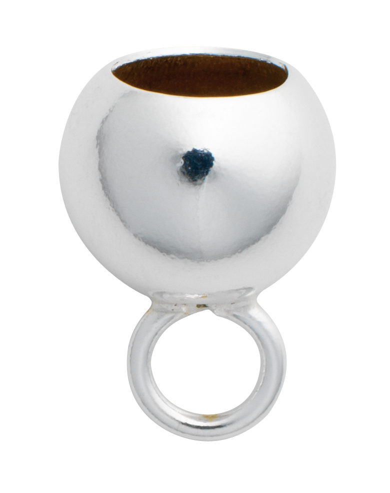 Końcówka  srebro 925/- zewnątrz Ø 8,00mm z dużym zamkniętym kółkiem