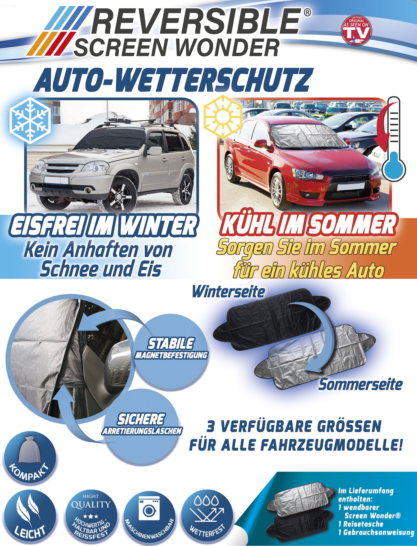 Car protection mat - ice-free in winter - cool in summer - size 130x100cm