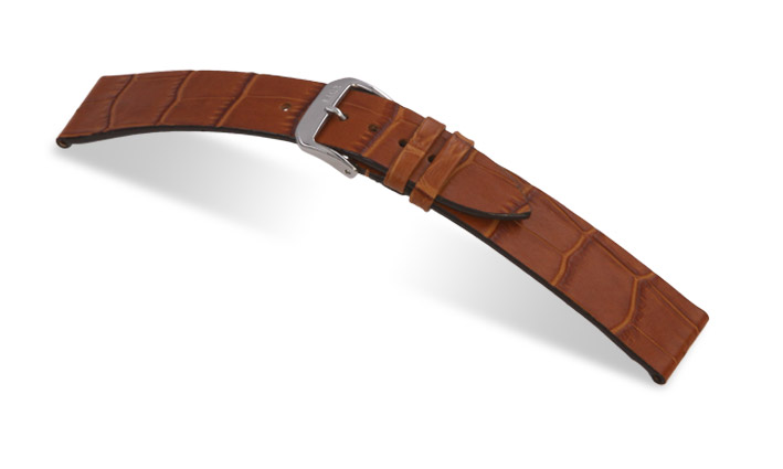 Lederband Charleston 14mm cognac mit Alligatorprägung