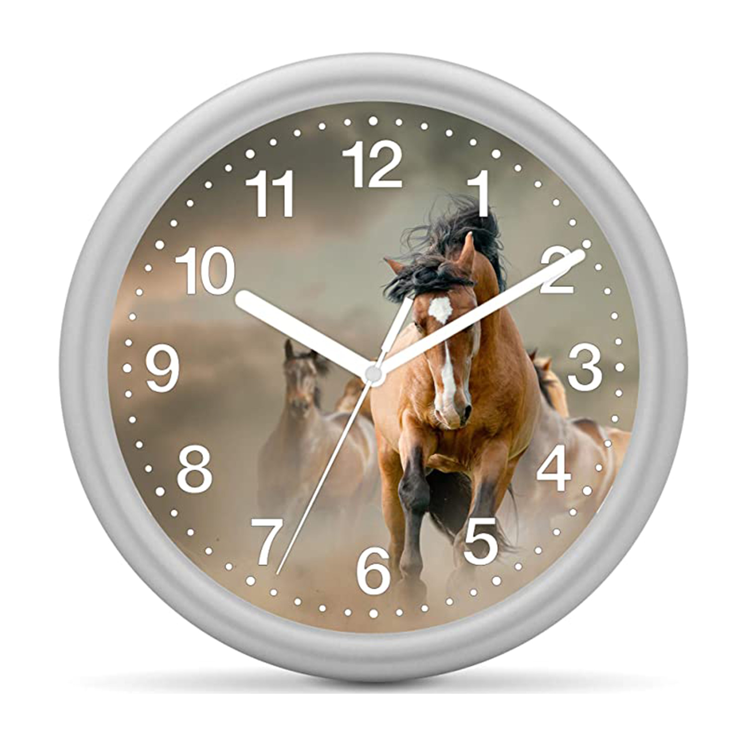 Children's wall clock horse - Wild horse brown