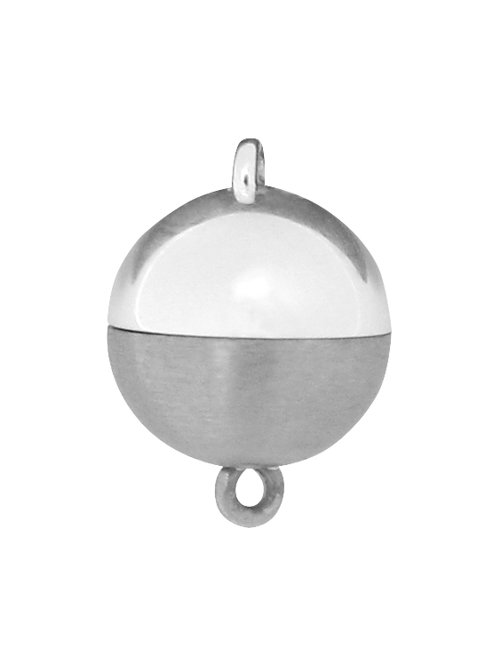Magnetic clasp silver/palladium 925/- polished/PD-matte, ball Ø 9.00mm