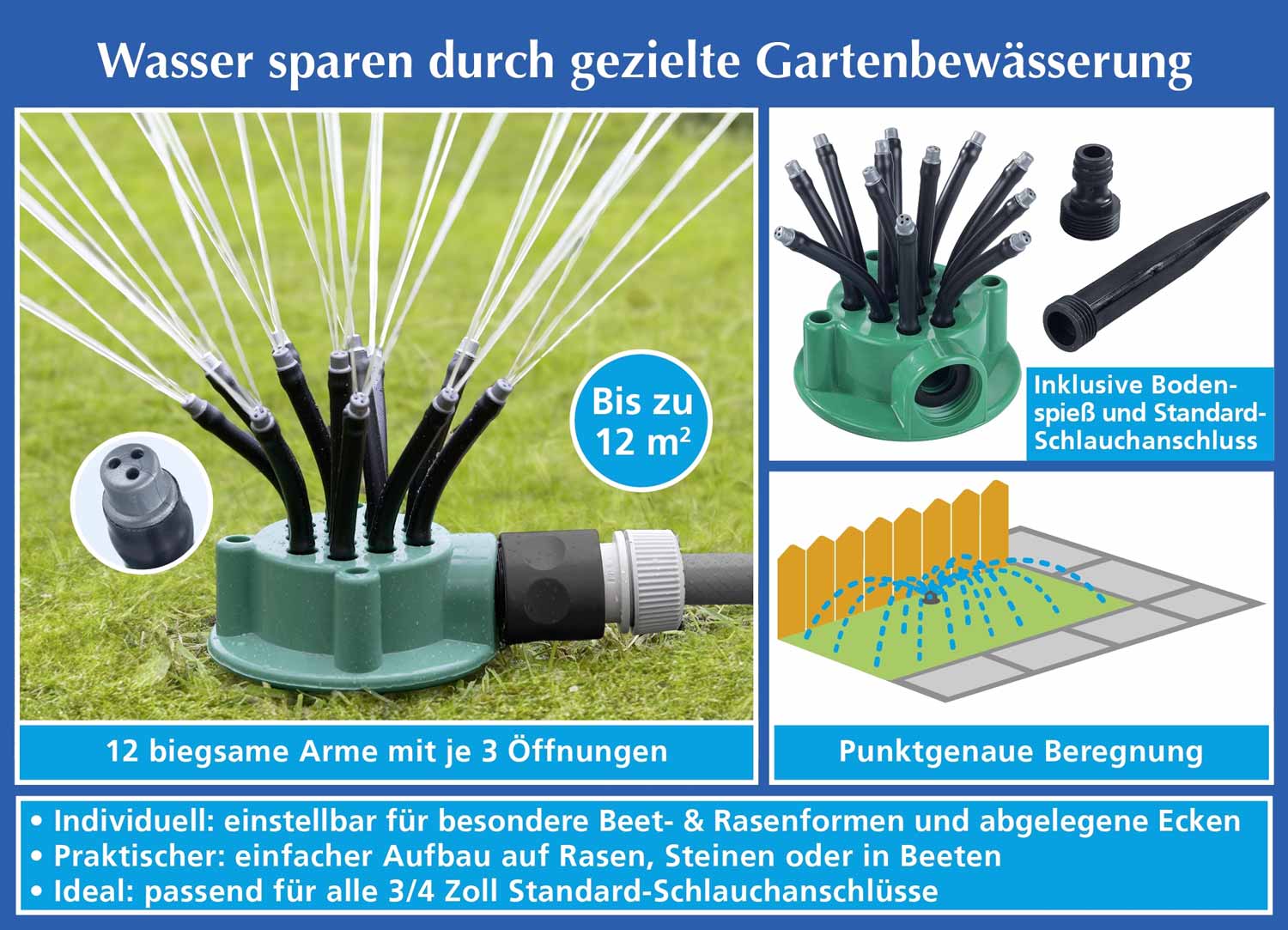 Tuinsproeier Flexi - bespaar water door gerichte tuinbesproeiing!