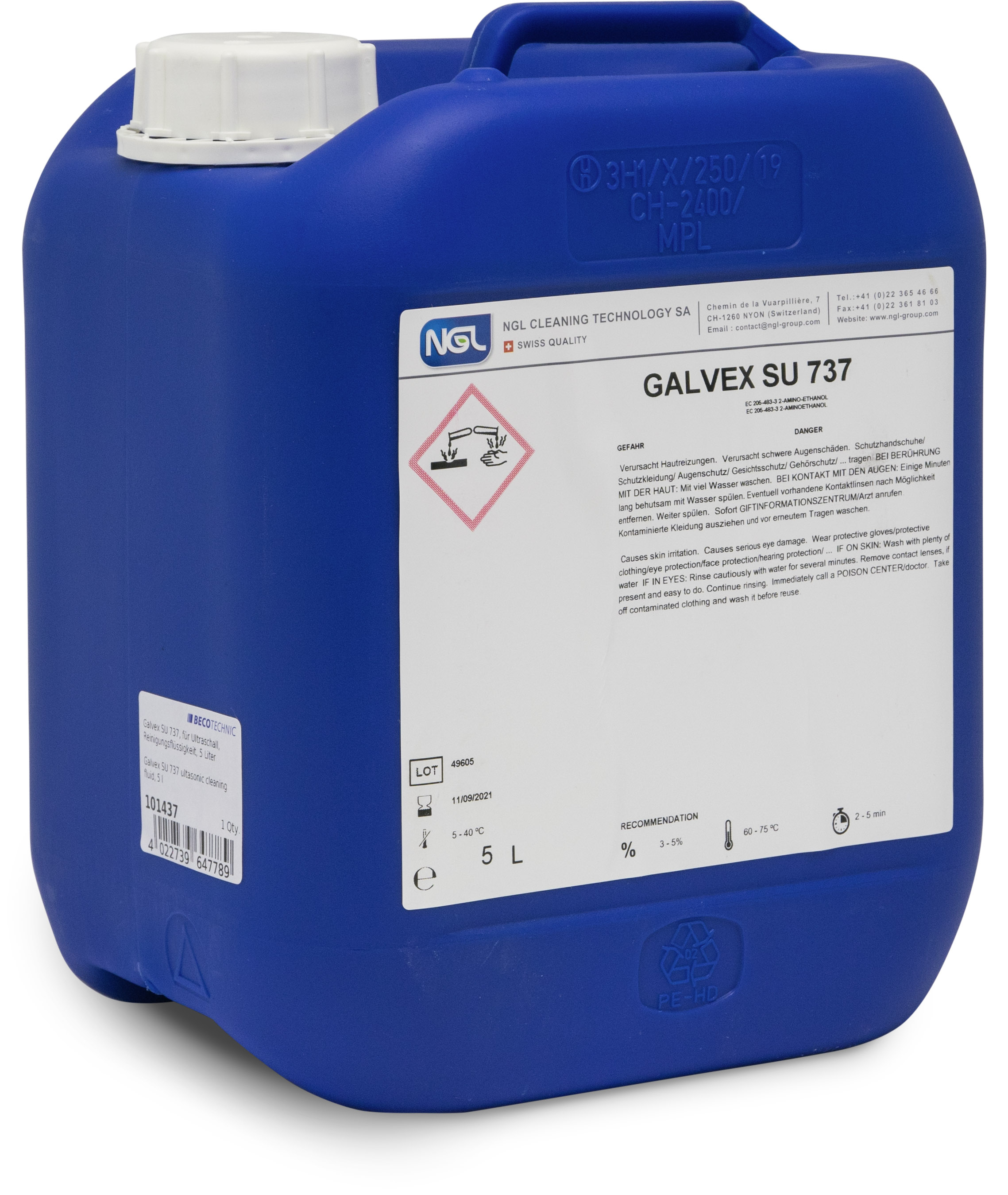 GALVEX SU 737 Reinigungsflüssigkeit für die Ultraschallreinigung, 5 Liter